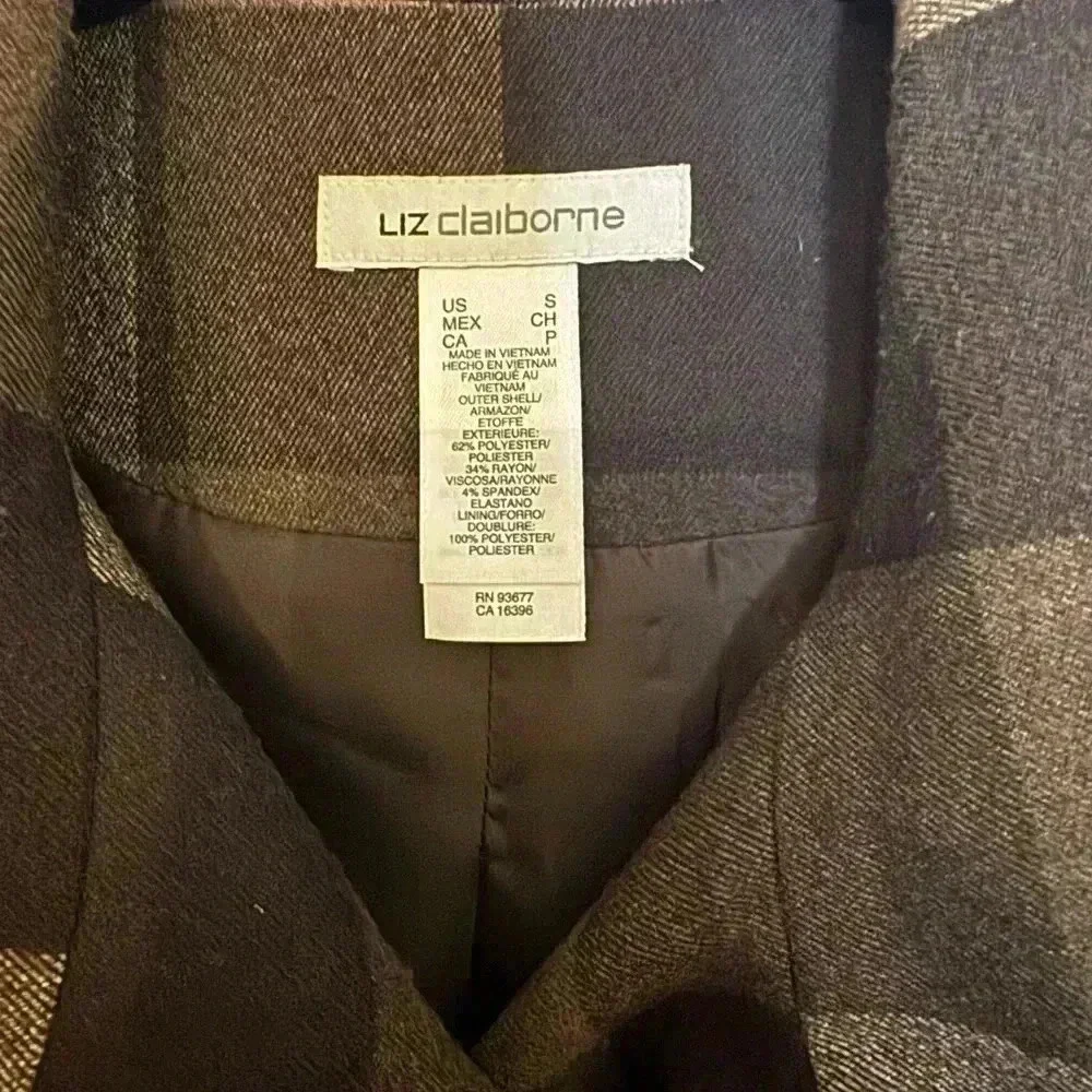 Liz Claiborne Plaid Peacoat Size Small - Picture 2 of 7